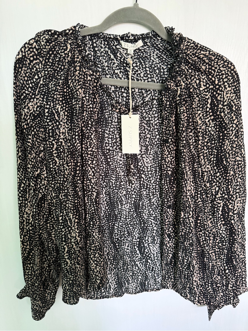 Z Supply Black and Cream Speckled Open Blouse Jacket